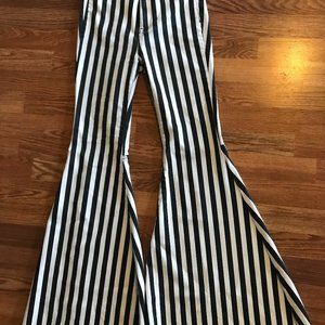 Free People just float on black white stripe flare jeans 25